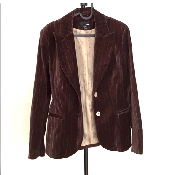 H&M Lined Brown Pinstriped Velvet H&M Blazer - Picture 1 of 7